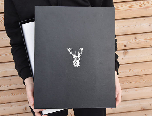 Leder A4 - Schreibmappe / Mappe Hirschkopf