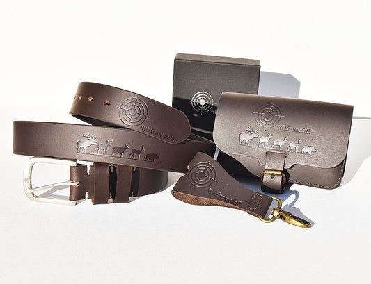 Weidmannsheil Set für Jäger - Gürtel, Anhänger und Gürteltasche
