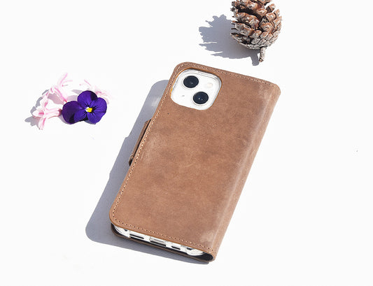 Braune Leder Handyhülle für Xiaomi Redmi Note 9 Pro