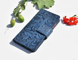 Damen Leder Handyhülle für Xiaomi Redmi 9 - Damascena Blue