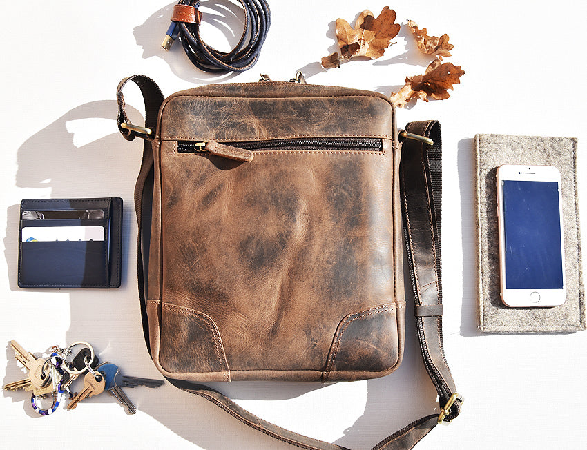 Leder Tasche Enrico - Feuerwehr Emblem