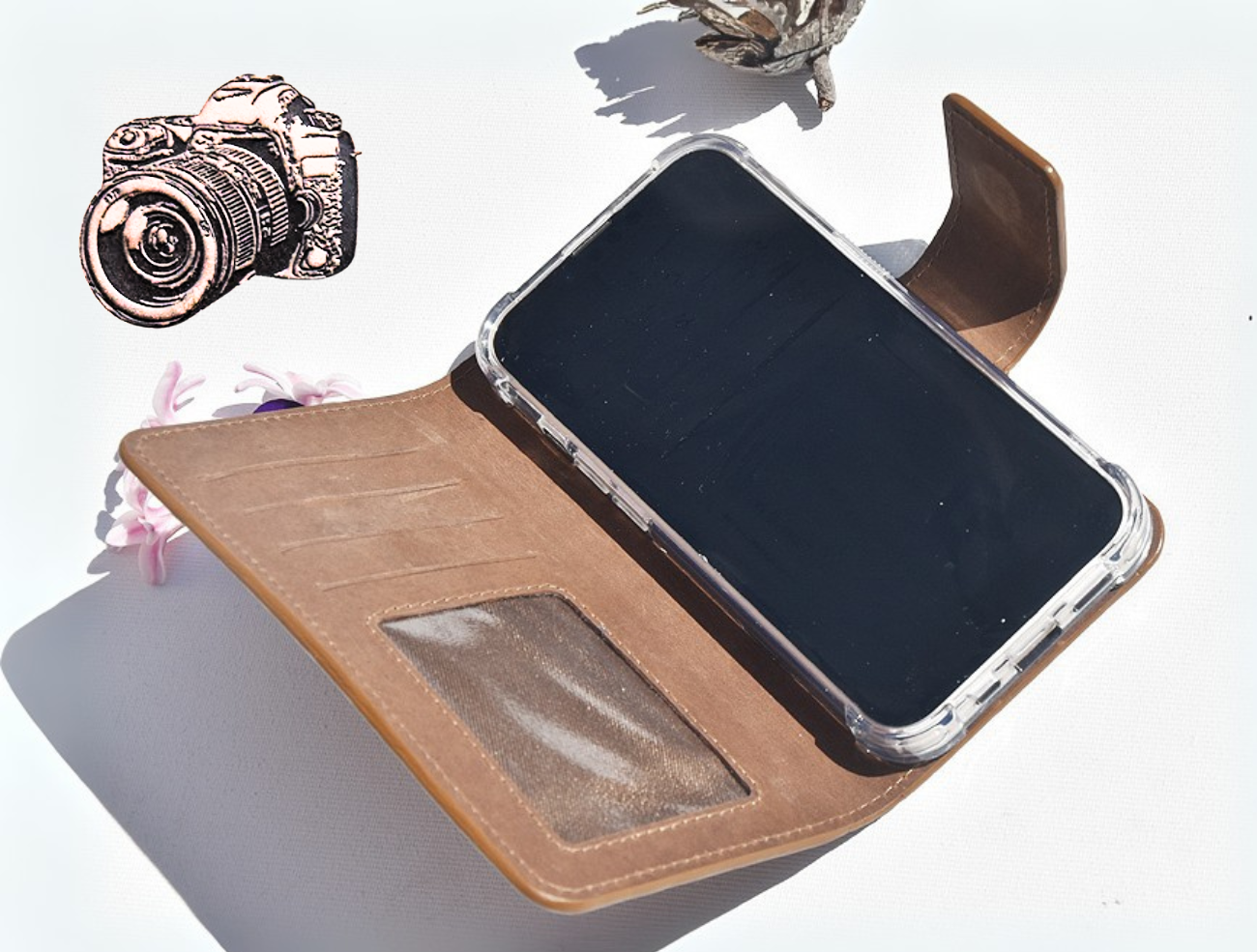 Braune Leder Handyhülle für Samsung Galaxy S24 FE S721B