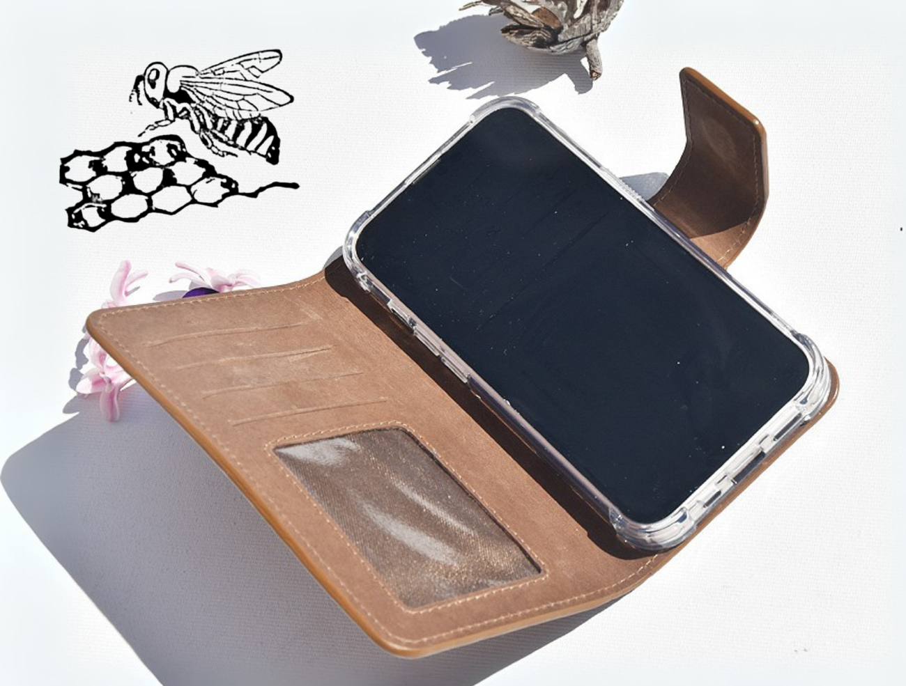 Braune Leder Handyhülle für iPhone 15