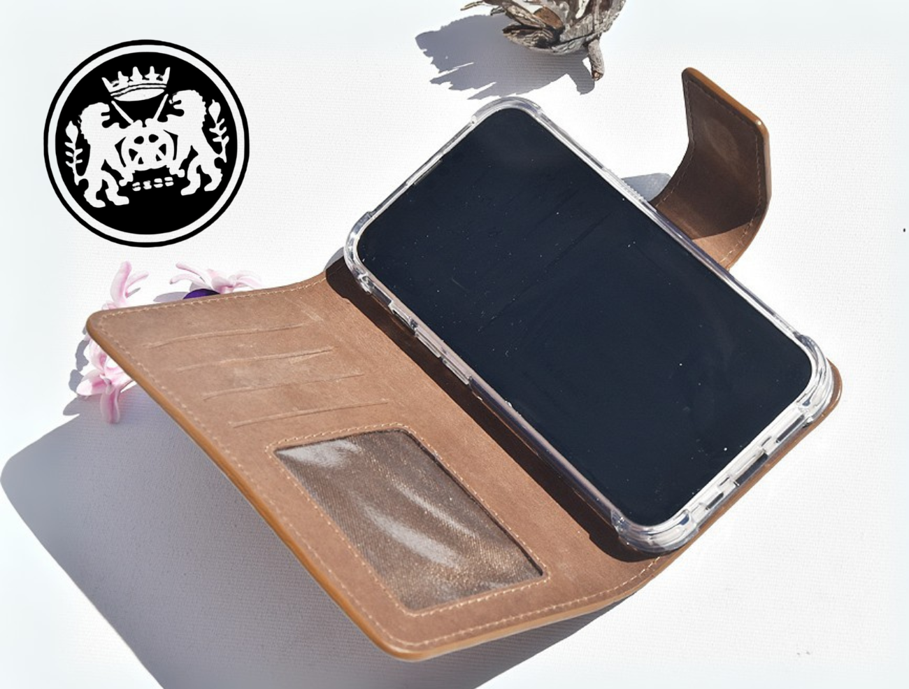 Braune Leder Handyhülle für Xiaomi Redmi 14C