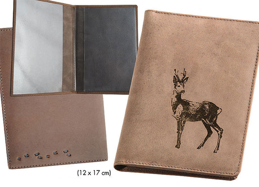 Lederhülle für Jagdschein Hirschkopf