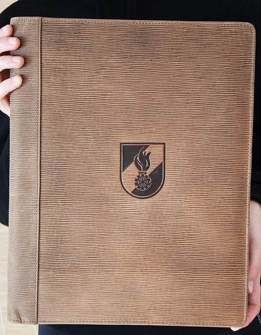 Leder A4 - Schreibmappe / Mappe Feuerwehr