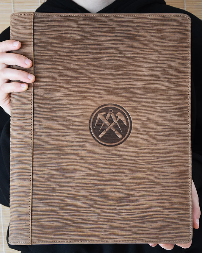 Leder A4 - Schreibmappe / Mappe Dachdecker