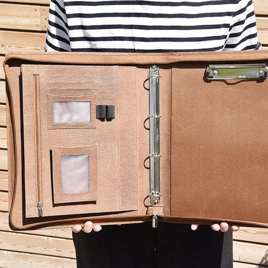 Leder A4 - Schreibmappe / Mappe Strassenbauer