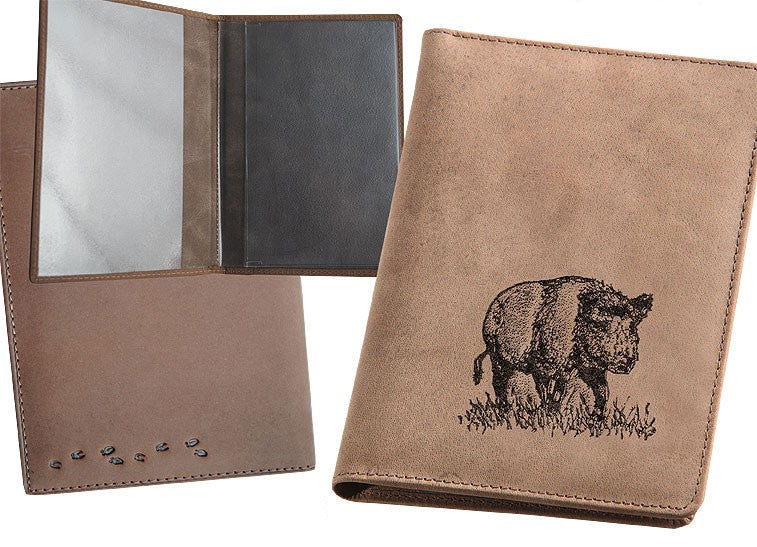 Lederhülle für Jagdschein Wildschwein