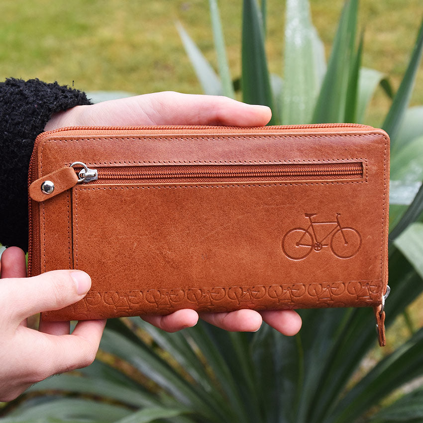 Damengeldbörse "Auf dem Rad" braun