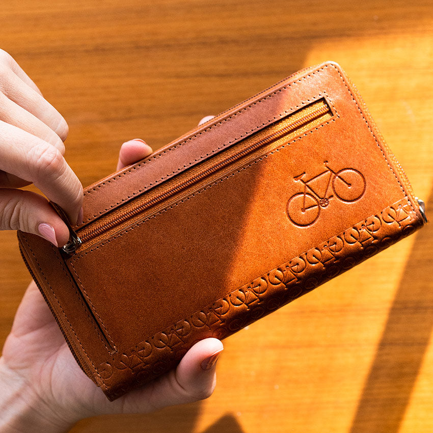 Damengeldbörse "Auf dem Rad" braun