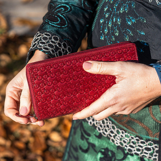 Damengeldbörse "Auf dem Rad" rot