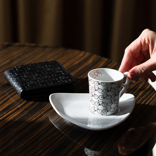 Geldbörse "Auf dem Rad" schwarz + Tasse